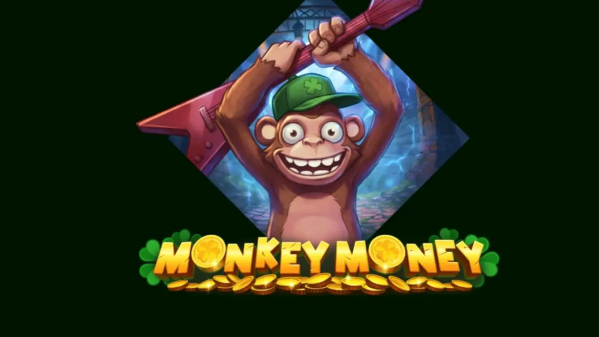 Monkey Money slot game interface featuring a monkey hero in a dungeon setting.