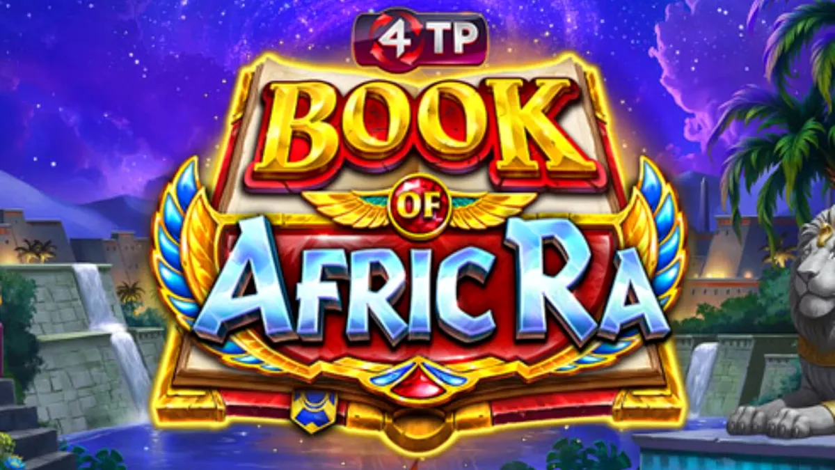 Tampilan visual slot 4TP Book of AfricRa dengan tema hewan Mesir Kuno