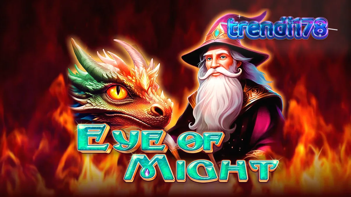 Tampilan visual slot Eye of Might dengan elemen fantasi dan naga.