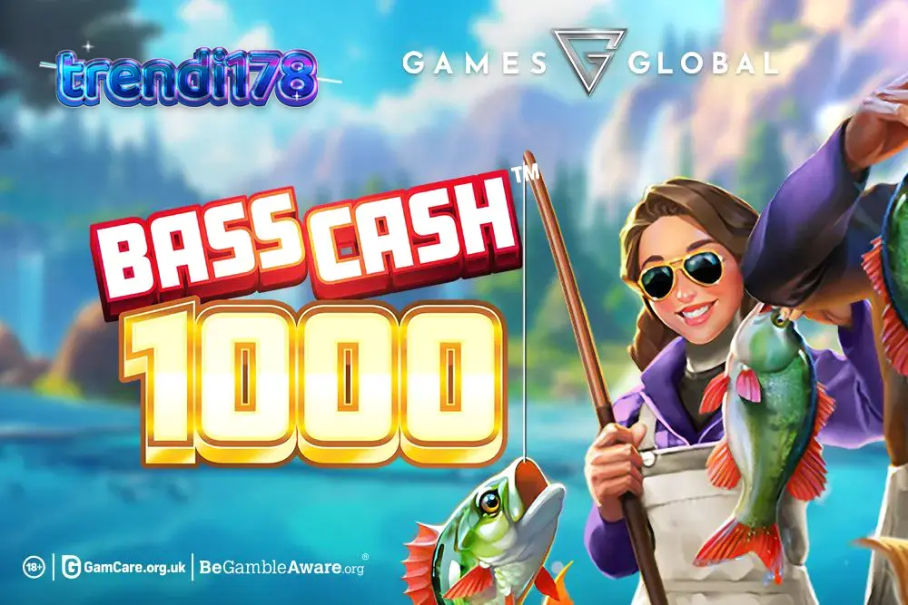 Tampilan layar permainan slot Bass Cash 1000 dengan tema memancing